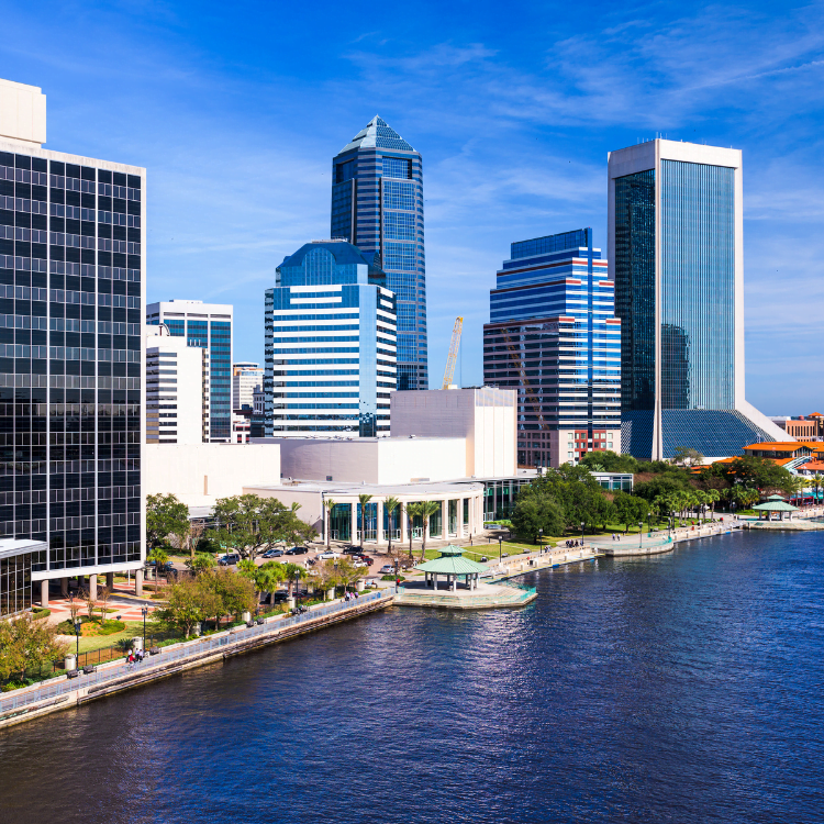Downtown Jacksonville Florida, where the headquarters of Urban Edge Concrete Solutions is located